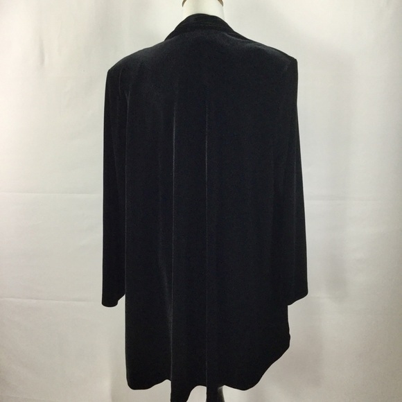 Vintage R&K Evenings Open Front Black Velvet Jacket Cardigan - Picture 7 of 13